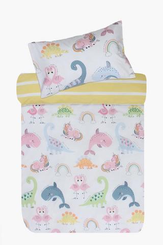 Polycotton Multi Icon Glow In The Dark Reversible Duvet Cover Set