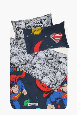 Polycotton Superman Reversible Duvet Cover Set