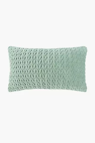 Ruched Velvet Square Scatter Cushion, 30x50cm