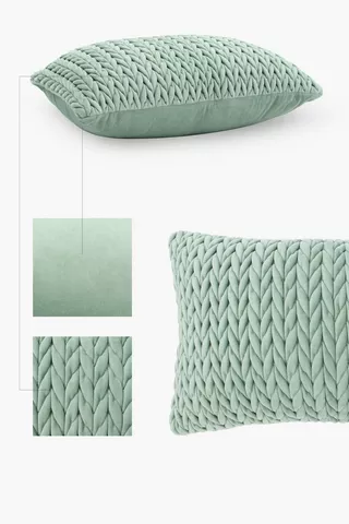 Ruched Velvet Square Scatter Cushion, 30x50cm