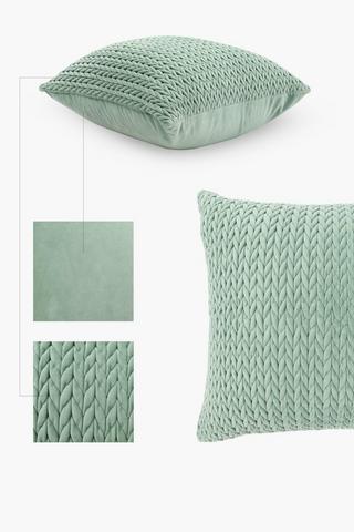 Ruched Velvet Square Scatter Cushion, 60x60cm