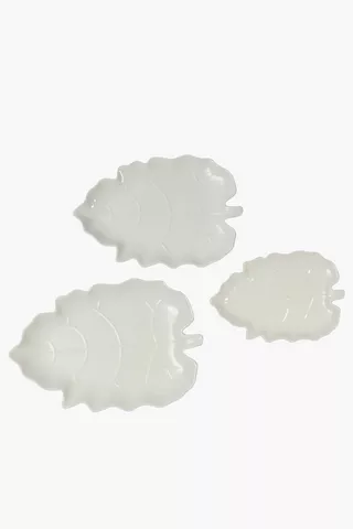 3 Piece Porcelain Leaf Platter Set