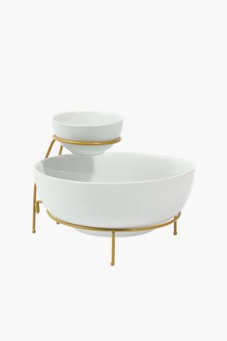 2 Tier Oval Porcelain Bowl Set