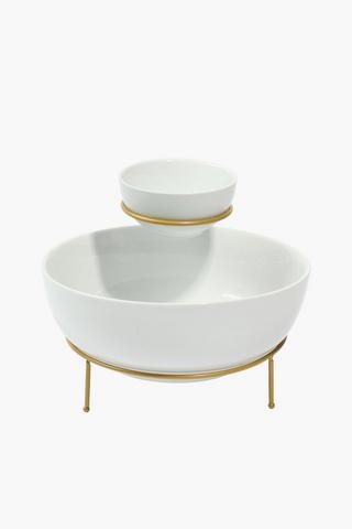 2 Tier Oval Porcelain Bowl Set