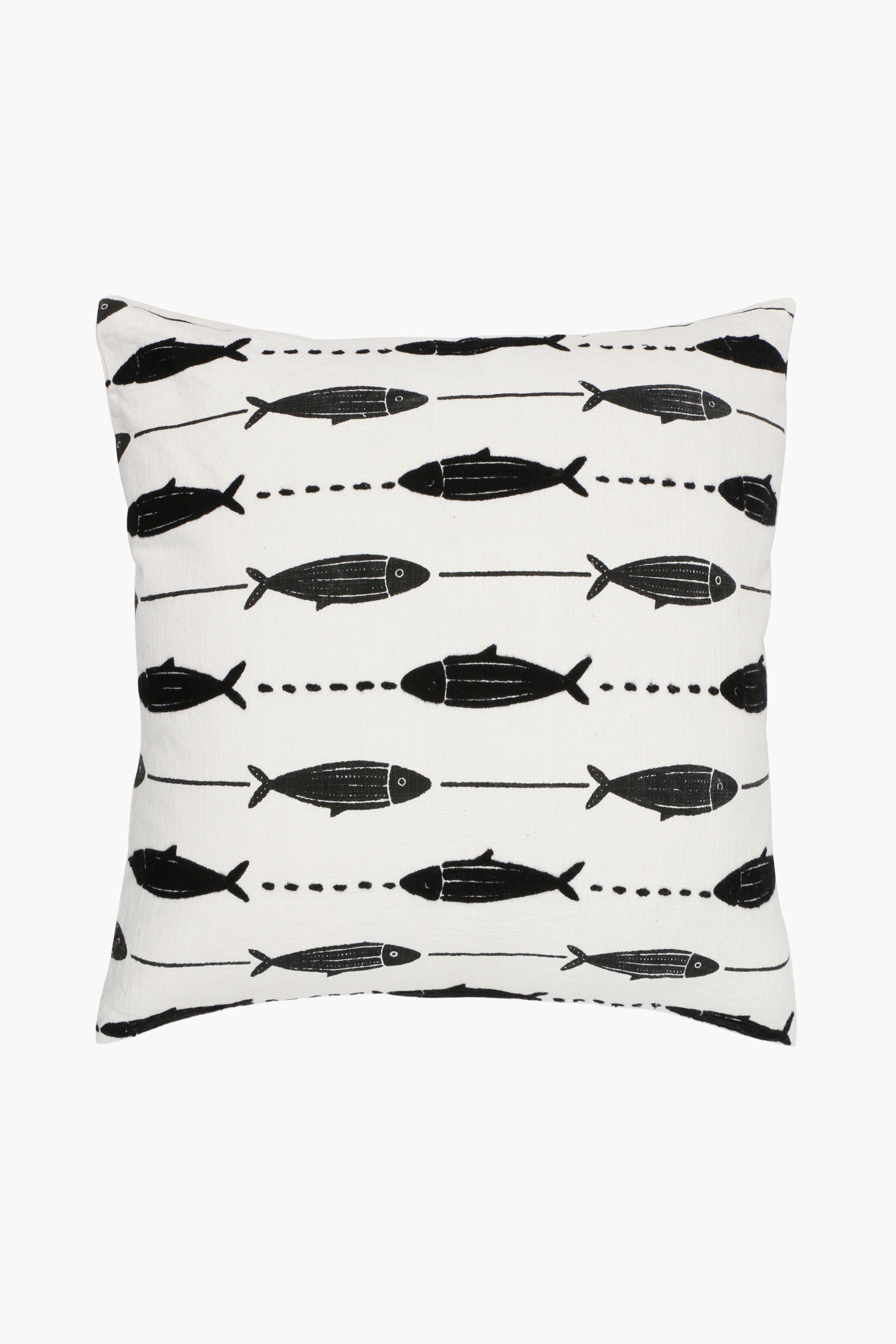 Embroidered Cooper Fish Scatter Cushion, 50x50cm