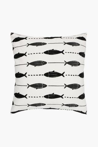 Embroidered Cooper Fish Scatter Cushion, 50x50cm