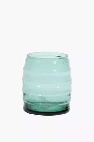 Ridged Glass Vase, 14x16cm