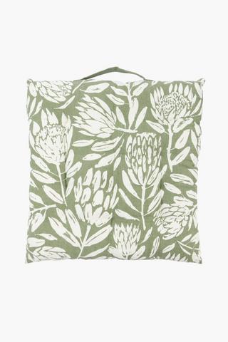 Printed Mhlope Protea Chair Pad, 40x40cm