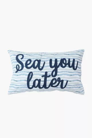 Printed Sea You Later Cotton Scatter Cushion, 30x50cm