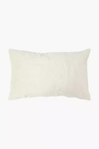 Quilted Velvet Leaf Embroidered Scatter Cushion, 30x50cm