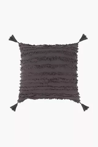 Clipped Faux Fur Stripe Scatter Cushion, 60x60cm