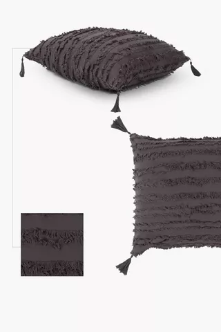 Clipped Faux Fur Stripe Scatter Cushion, 60x60cm