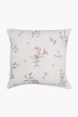 Polycotton Embroidered Floral Scatter Cushion, 60x60cm