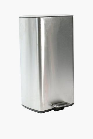 Brushed Stainless Steel Step Dustbin, 30l