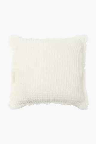Textured Waffle Fray Scatter Cushion, 50x50cm