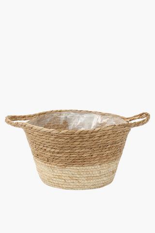 Cattail Woven Basket Planter, 18x30cm