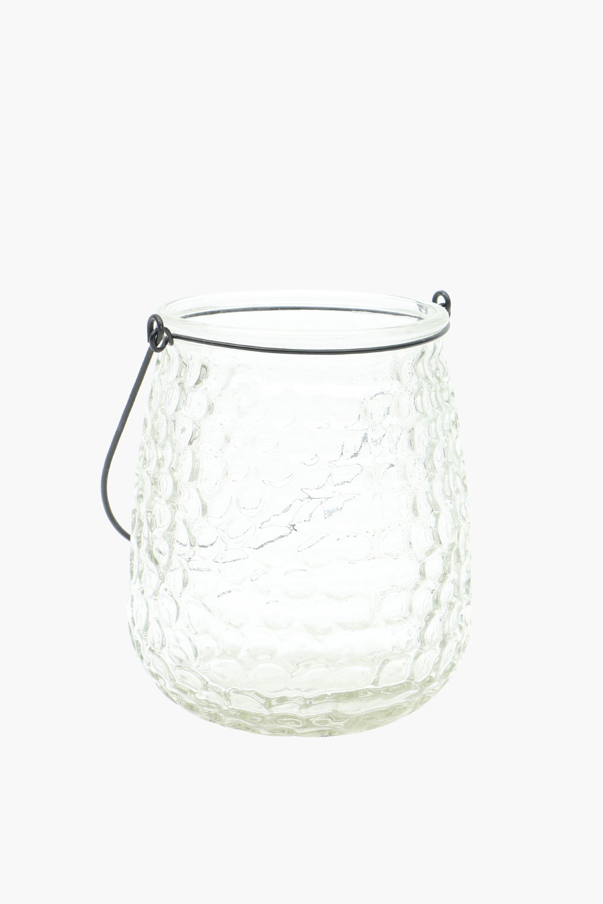Embossed Glass Lantern, 12x14cm