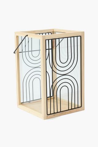 Arch Glass Wooden Lantern, 22x35cm