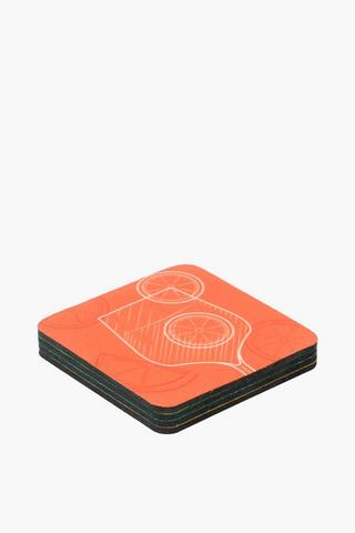 4 Pack Printed Rubber Coasters