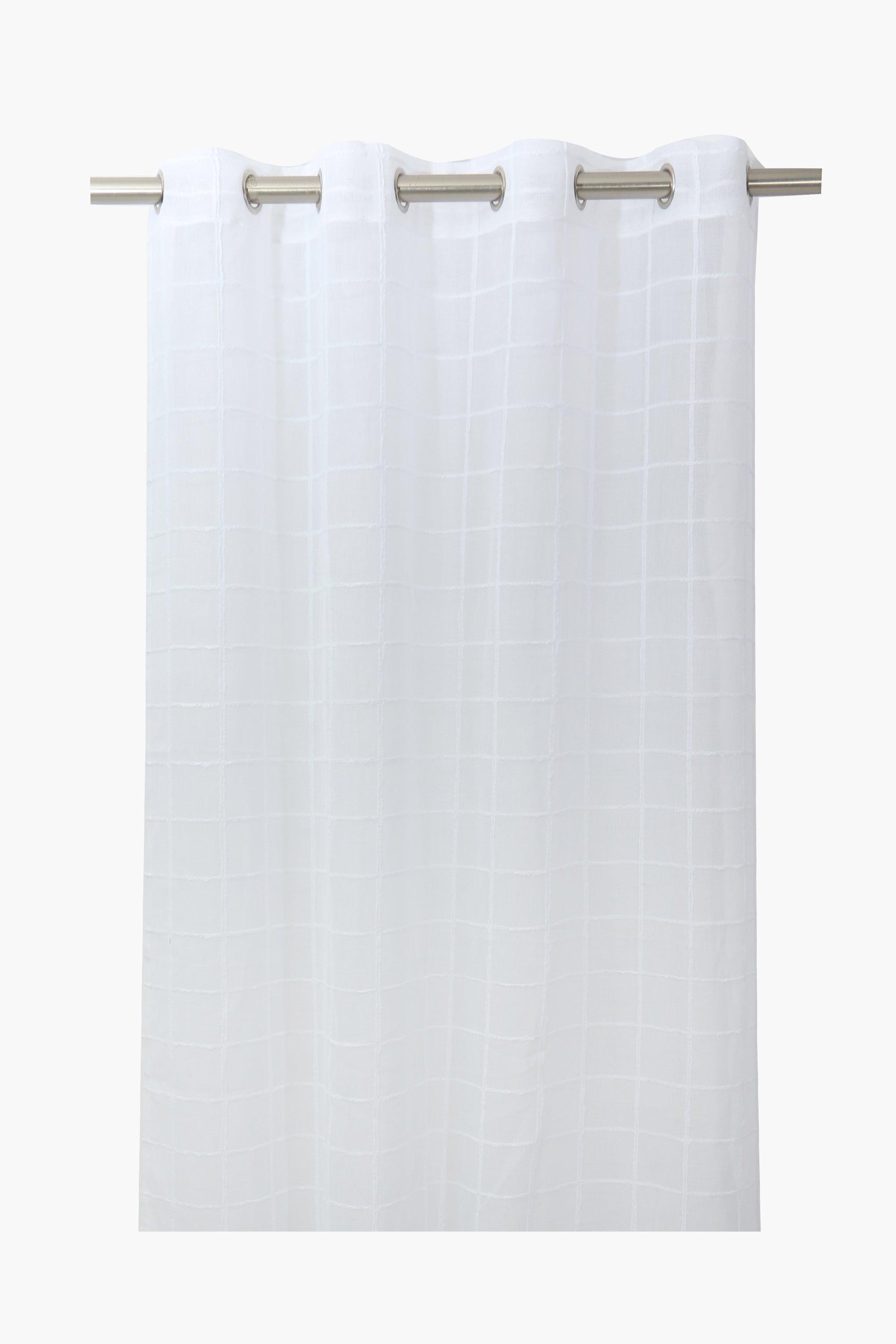Sheer Textured Grid Eyelet Curtain, 140x225cm