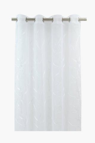 Sheer Embroidered Vine Leaf Eyelet Curtain, 140x250cm