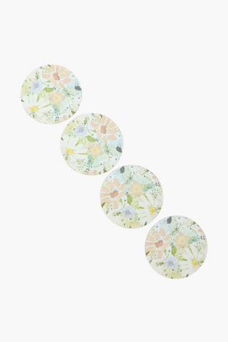 4 Pack Floral Cork Coasters