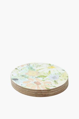 4 Pack Floral Cork Coasters