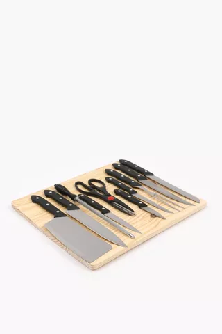 11 Piece Knife Set On Chopping Board

