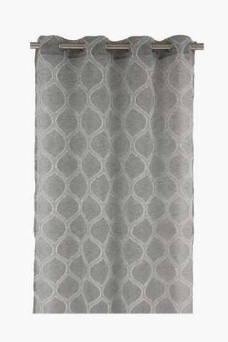 Sheer Jacquard Geometric Eyelet Curtain, 140x225cm