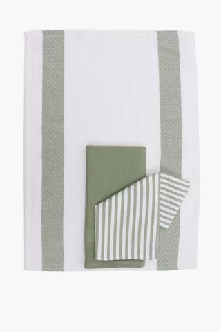 3 Pack Stripe Cotton Tea Towels