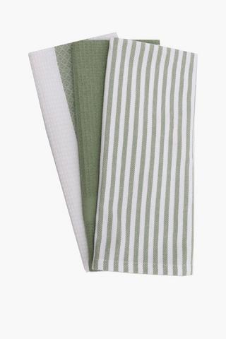 3 Pack Stripe Cotton Tea Towels