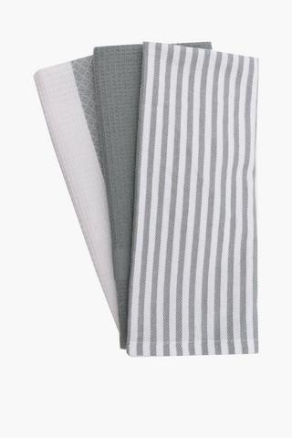 3 Pack Stripe Cotton Tea Towels