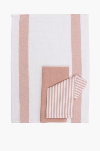 3 Pack Stripe Cotton Tea Towels