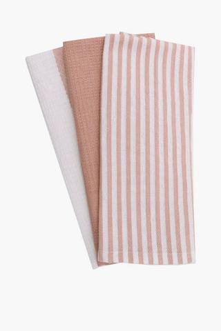 3 Pack Stripe Cotton Tea Towels