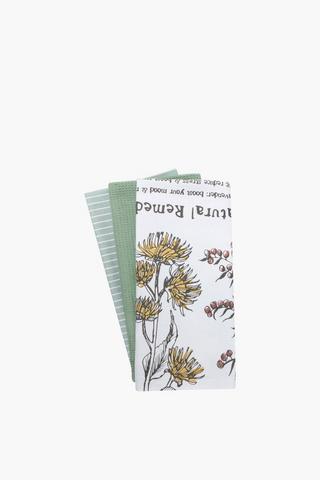 3 Pack Printed Floral Tea Towels