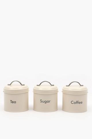 Set Of 3 Glavanised Canisters
