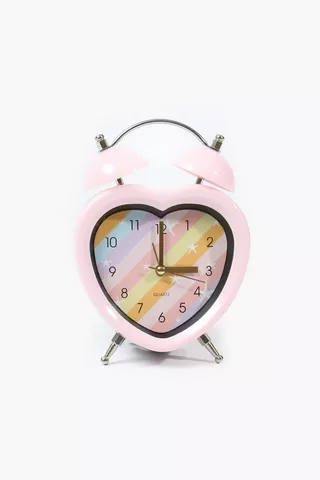 Twin Bell Heart Shaped Clock