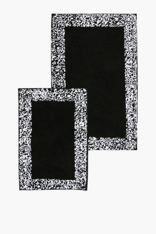2 Piece Non Slip Border Bath Mat Set