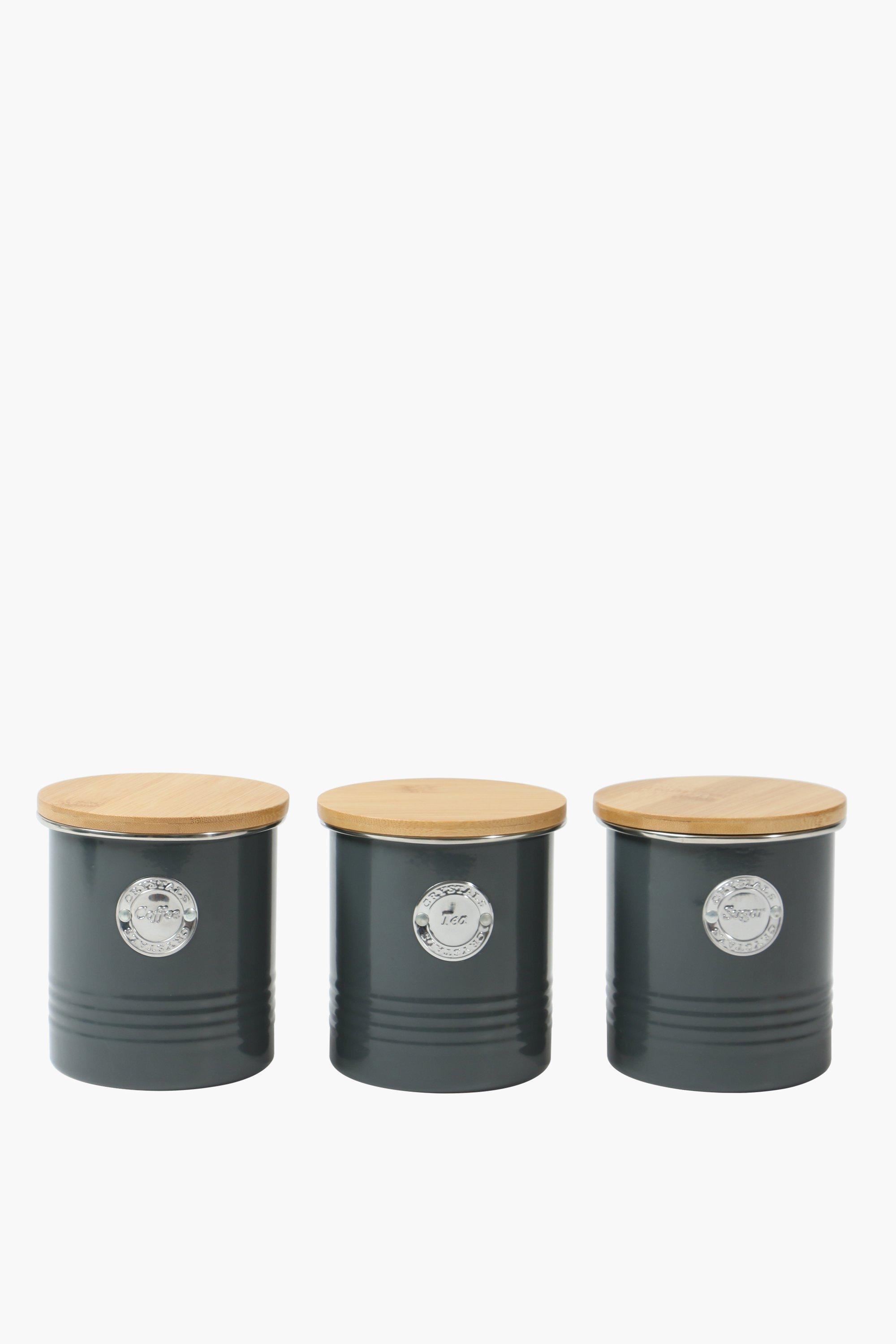 Set Of 3 Powder Coated Canisters