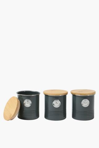 Set Of 3 Powder Coated Canisters