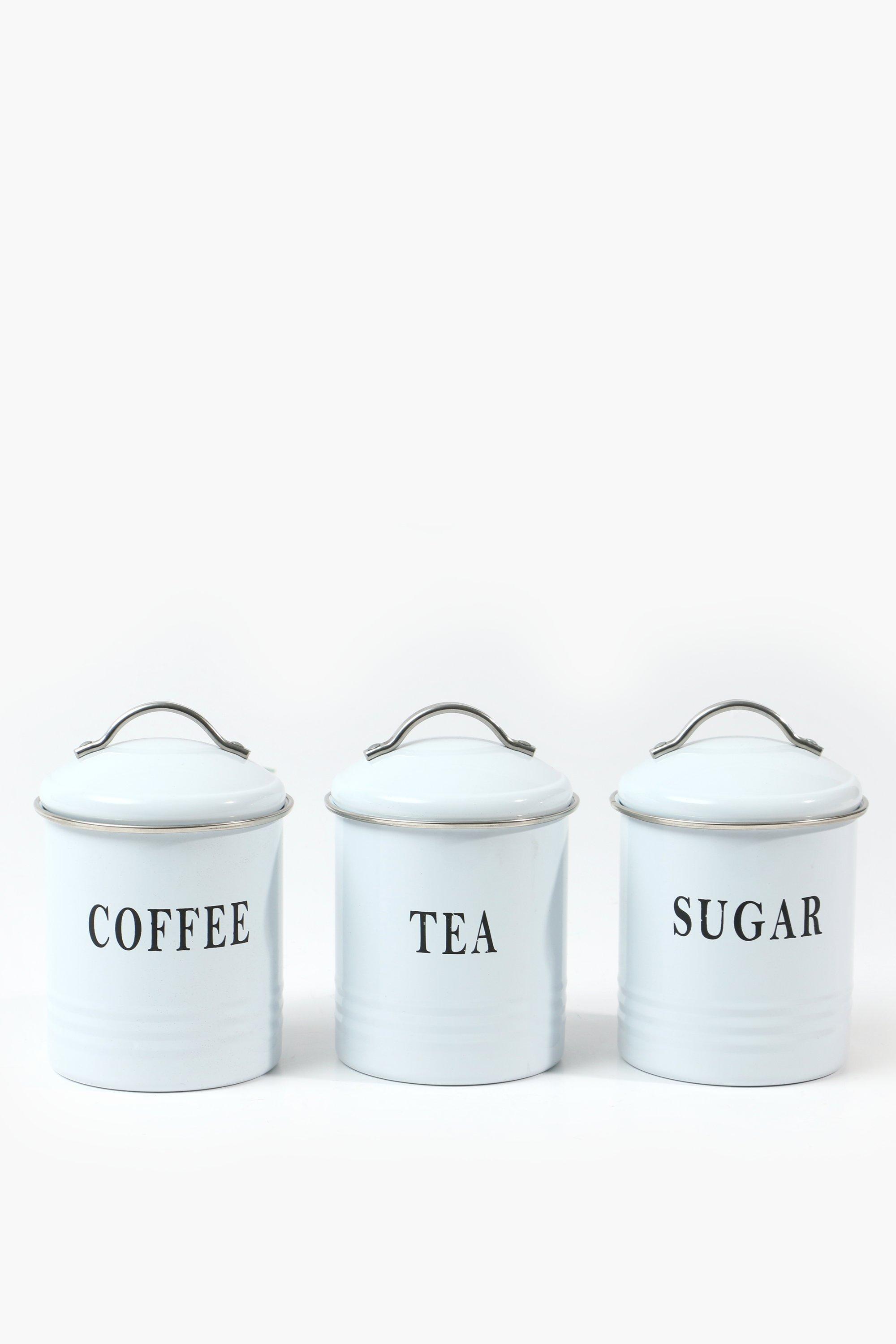 Set Of 3 Galvanised Metal Canisters