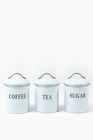 Set Of 3 Galvanised Metal Canisters