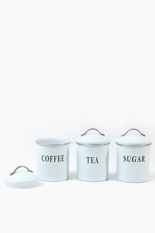 Set Of 3 Galvanised Metal Canisters