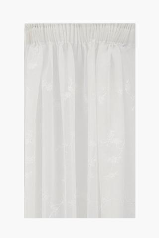 Embroidered Floral Sheer Taped Curtain, 230x218cm