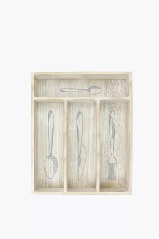 Country Fresh Wooden Cutlery Tray
