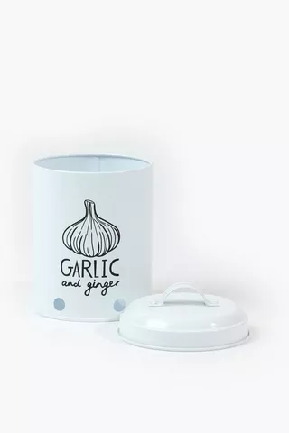 Galvanised Metal Garlic And Ginger Storage Tin