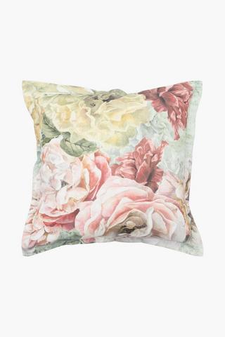 Printed Peony Scatter Cushion, 55x55cm