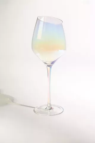 Iridescent Red Wine Glass