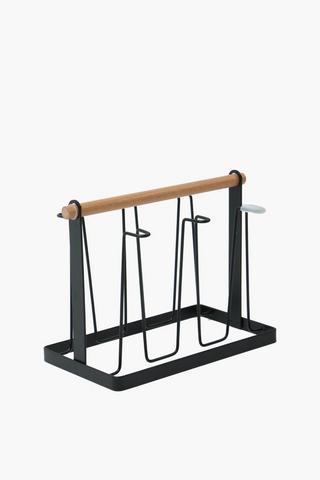 Chrome And Wood 6 Mug Tree Stand
