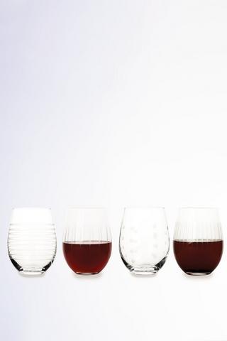 4 Pack Etched Stemless Glasses